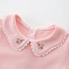 Autumn 2025 Toddler Girl Solid Color Embroidered Long Sleeve Korean Top