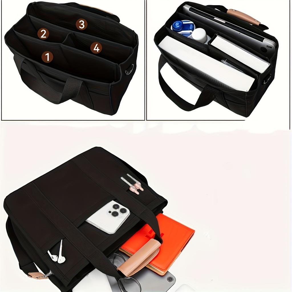 Вместительная наплечная сумка с несколькими карманами и отделениями, многофункциональная сумка-тоут, прочные ручки, бежевый