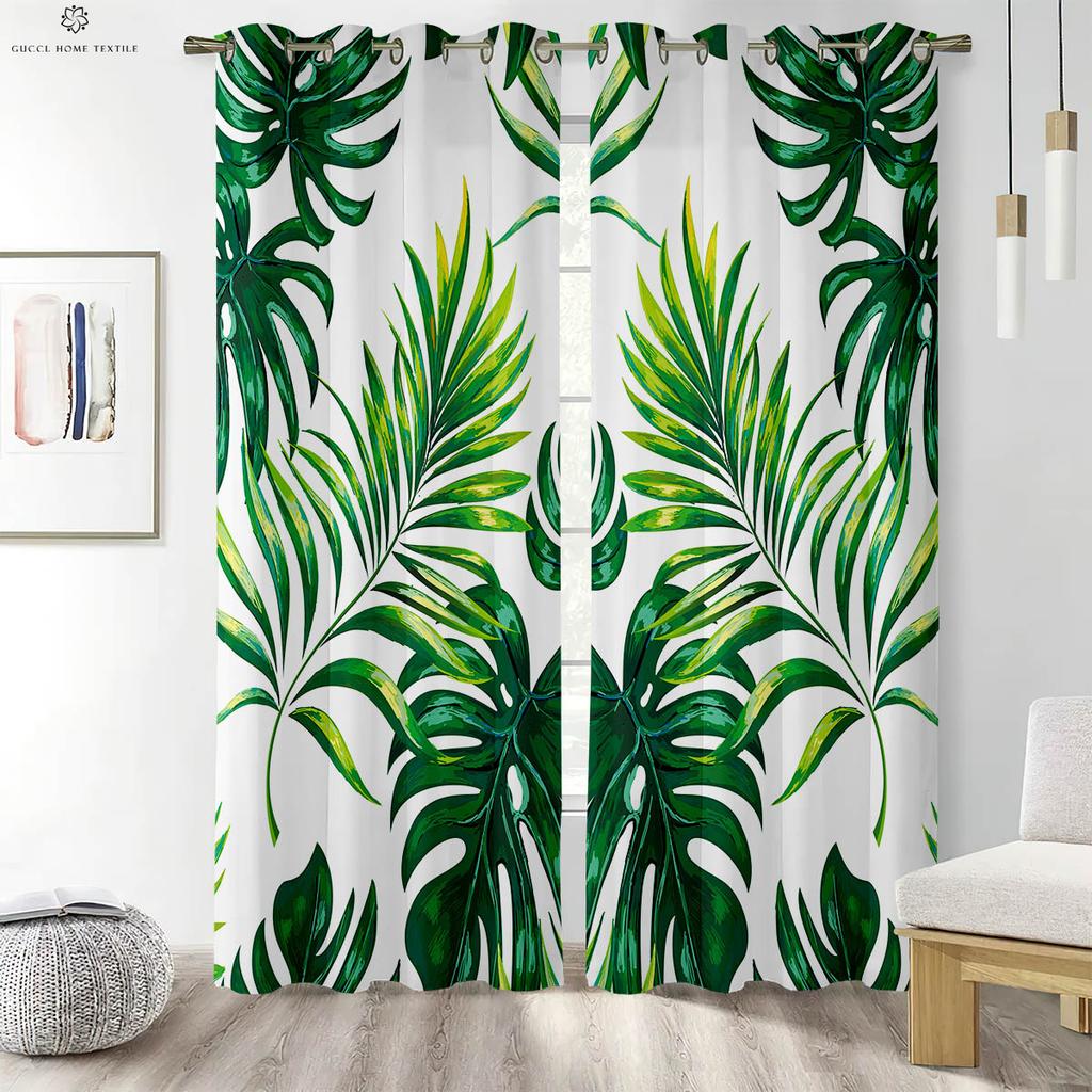 Тропическая растительность Зеленые растения Соответствие цветов Шторы с принтом в скандинавском стиле Спальня Гостиная Кабинет Декоративные шторы