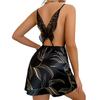 Sexy Backless Home Sleepwear Sleeveless Summer Short V-neck Cross Strap Dress, Imitation Silk Dress