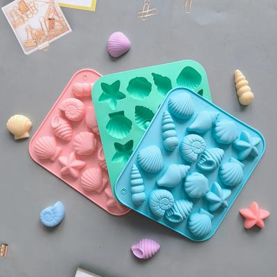 16 отверстий Морские ракушки Шоколад Силиконовые формы 3D Ракушки Желе Помадка Формы Звезды Смола Декор для вечеринок Свечи Подарки на День Рождения