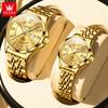 OLEVS Couple Watches Luxury Fashion Top Brand Stainless Steel Original Quartz Wristwatch for Lover Waterproof Luminous Calendar