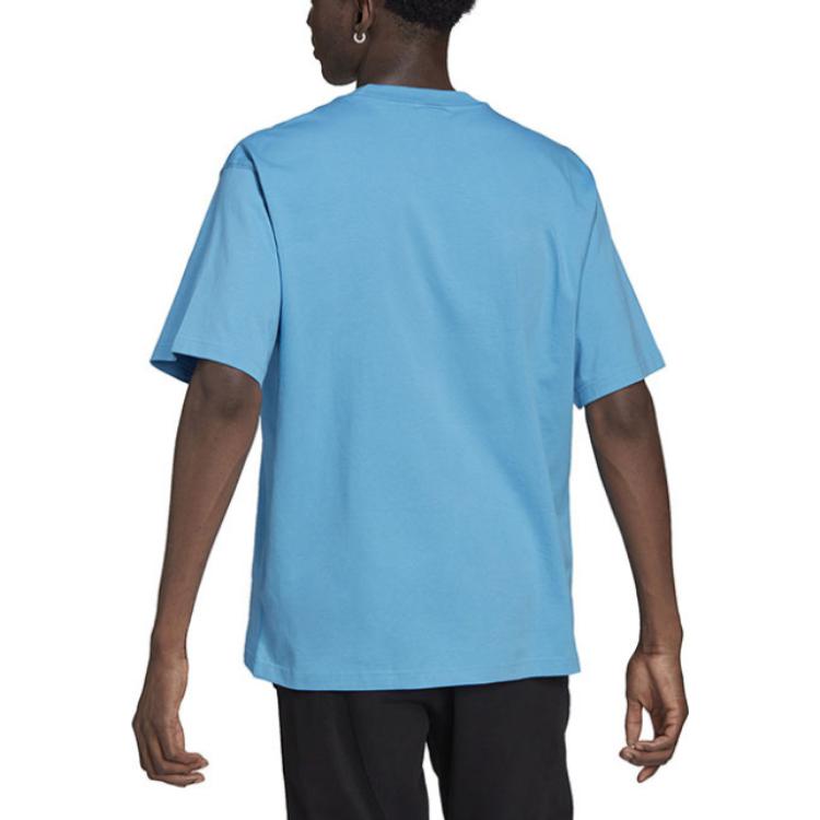 Adidas Оригинальная однотонная футболка с вышивкой логотипа и круглым вырезом, с коротким рукавом, мужские топы, синие HC4514