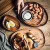 Круглые обеденные тарелки из массива дерева, тарелка для закусок, фруктов, сухофруктов, высококачественный поднос для суши и чая ручной работы, десертная тарелка, посуда