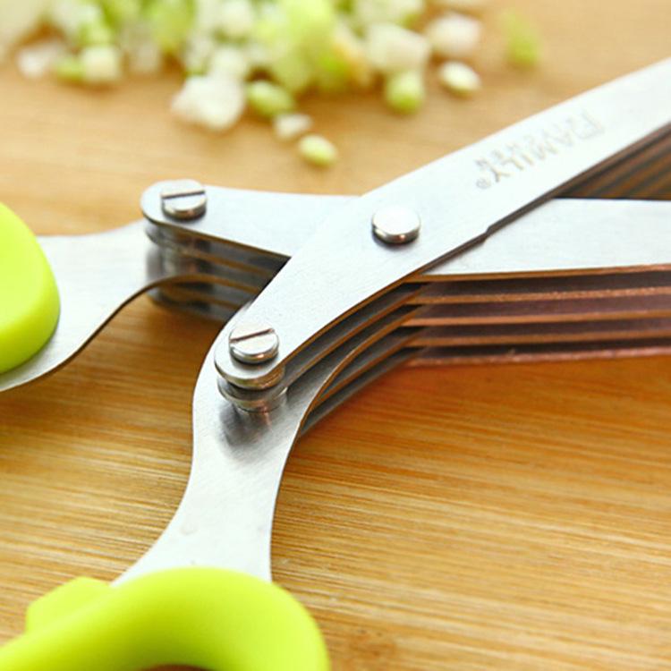 Stainless Steel Kitchen Scissors with Five Layers of Scallion Spice Shredded Food Office Paper Scissors