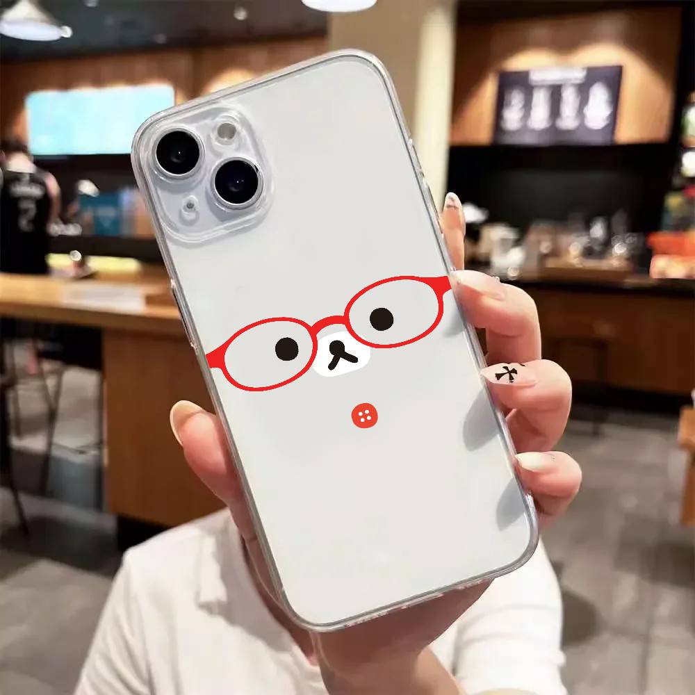 Корилаккума в очках Роскошный прозрачный чехол для телефона для IPhone 17 16 15 Pro Max 14 13 12 11 Pro 17Air Силиконовый мягкий Fundas