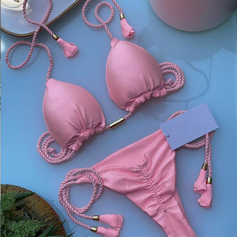 Summer Sexy Push Up Swimwear Women Brazilian Bikini Leopard Swimsuit Halter Biquini Holiday Two Pieces Bathing Suit