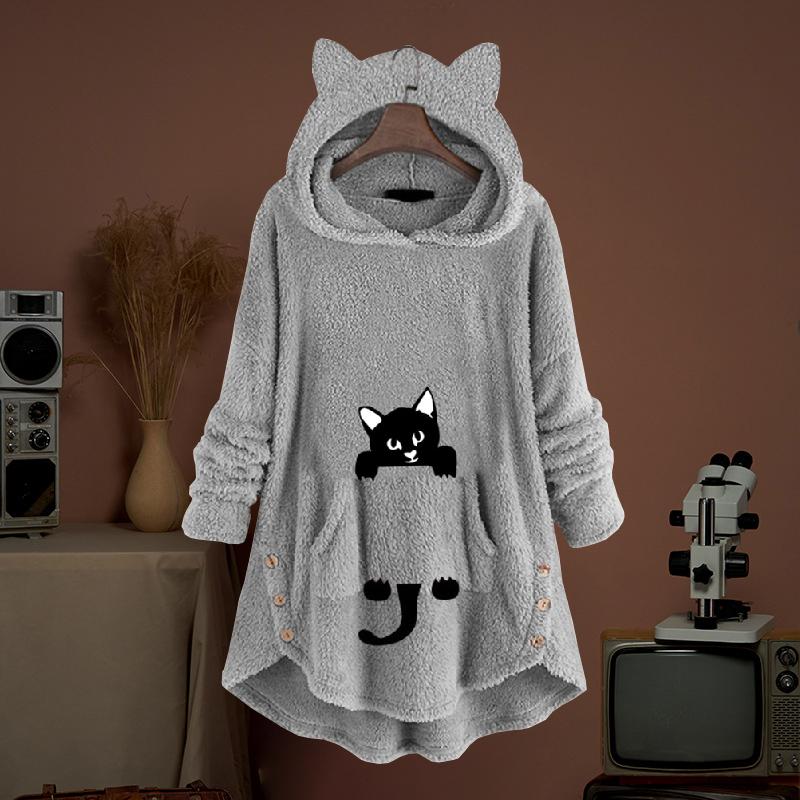 Autumn and Winter Women's Hooded Long-sleeved Double-faced Fleece Coat