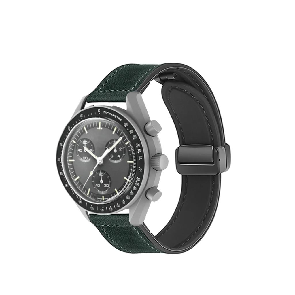 Кожаный ремешок 20 мм для совместных часов Omega X Swatch MoonSwatch Planet Metal с магнитной застежкой для часов Swatch, силиконовый ремешок, аксессуары