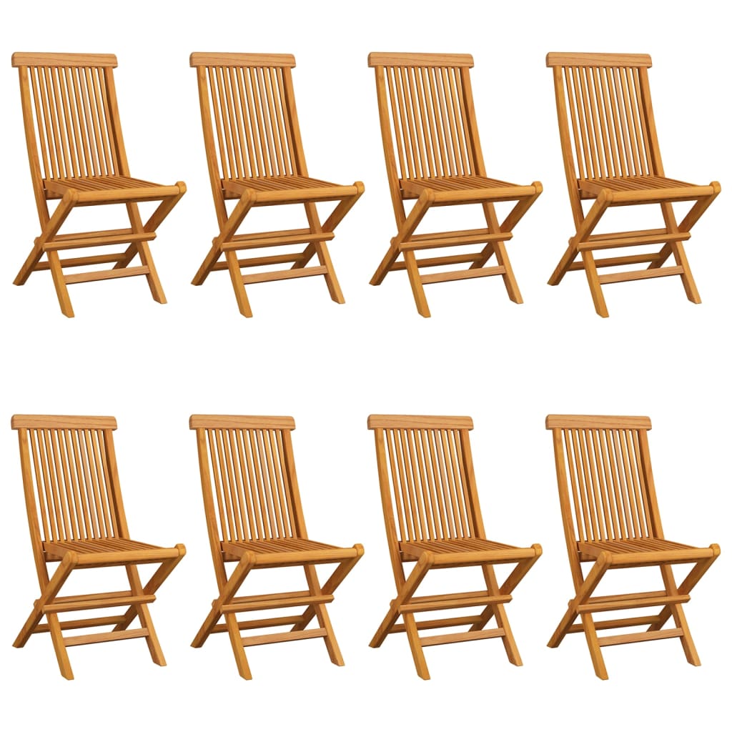 Garden Chairs with Burgundy Cushions 8 pcs Solid Teak Wood