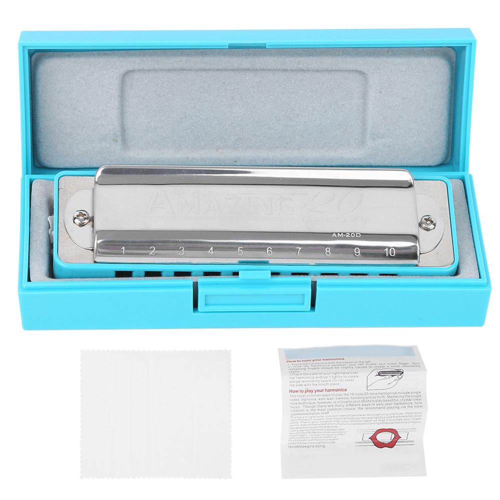 Blues Harmonica 10‑Hole Mouthorgan G Key Electroplating Base Beginner Gifts Musical