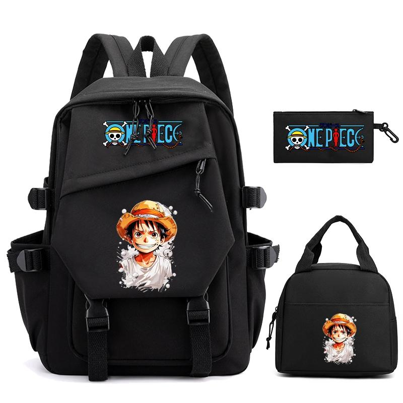 3 шт./компл., цельный нейлоновый рюкзак в стиле аниме с сумкой для обеда для девочек и мальчиков, школьный рюкзак для мужчин и женщин, дорожная сумка для отдыха