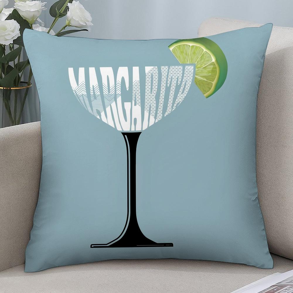 Наволочка с рисунком коктейля «Маргарита», короткий плюш, декоративная наволочка для дивана, подарок для дома, двусторонняя печать