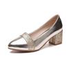 Women Pumps Sweet Style Square High Heel Sadals Sequins Pointed Toe Spring and Autumn Elegant Shallow Womens Shoes