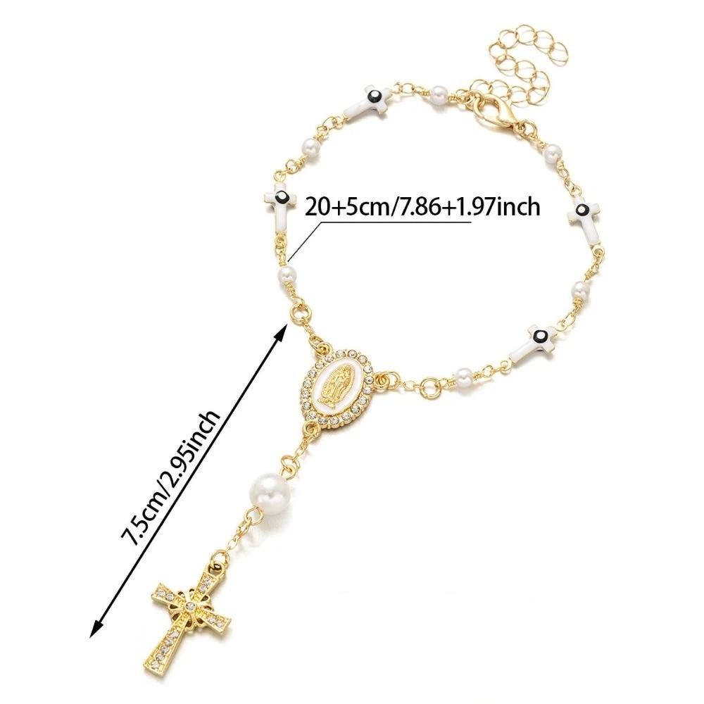 Adjustable Women's Hand Bracelet Bangle Prayer Bracelet Cross Pendant Bracelet Hand Accessory