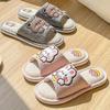 Fashion Comwarm Cute Cartoon Slippers For Women Summer Linen Woman' S Slippers Men Falt Flip Flops Indoor Home Non-Slip Cotton Slippers
