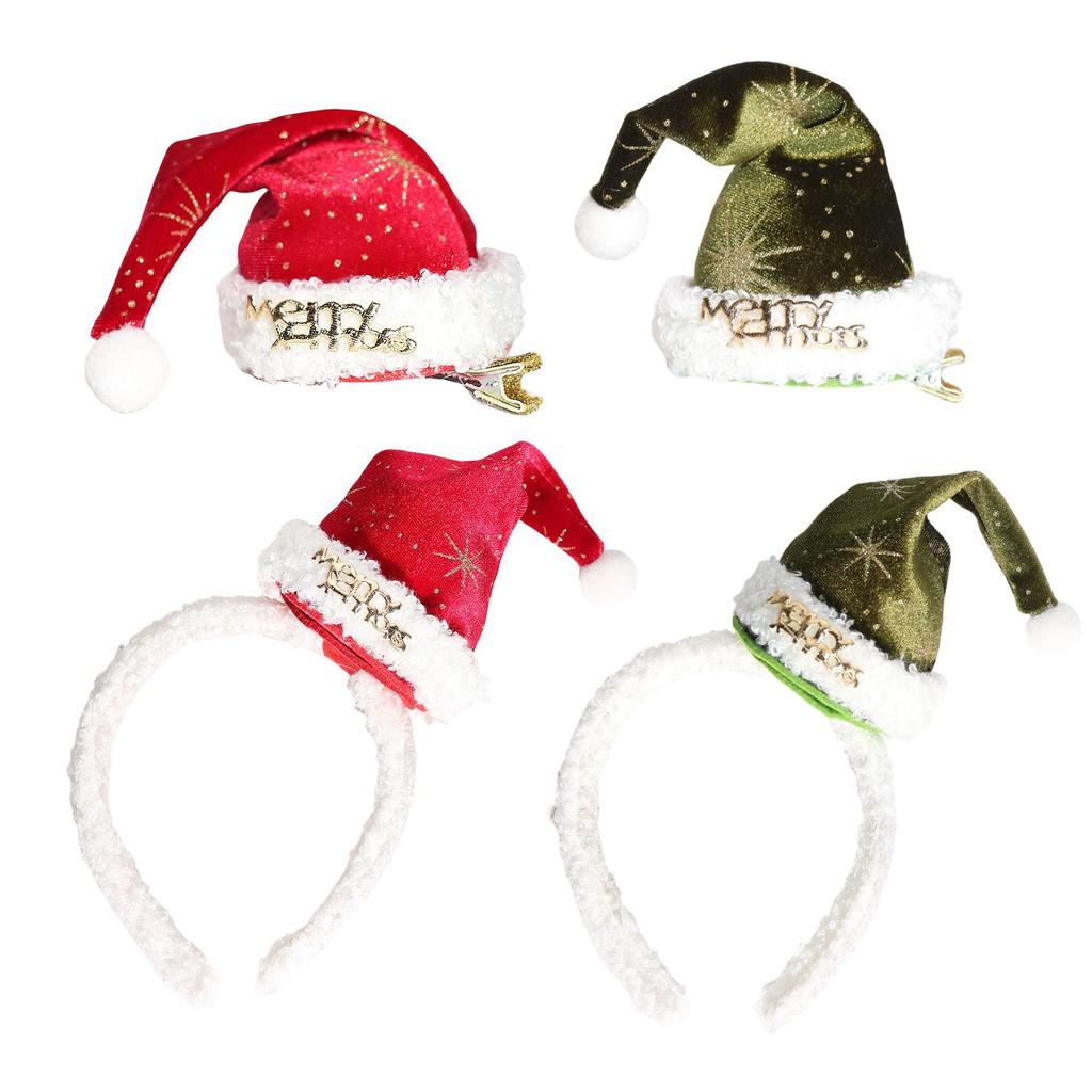 Cute Christmas Headband Xmas Hat Hairband Hair Clips Mini Hat Hair Barrettes Duckbill Clips Children New Year Party Decor Props