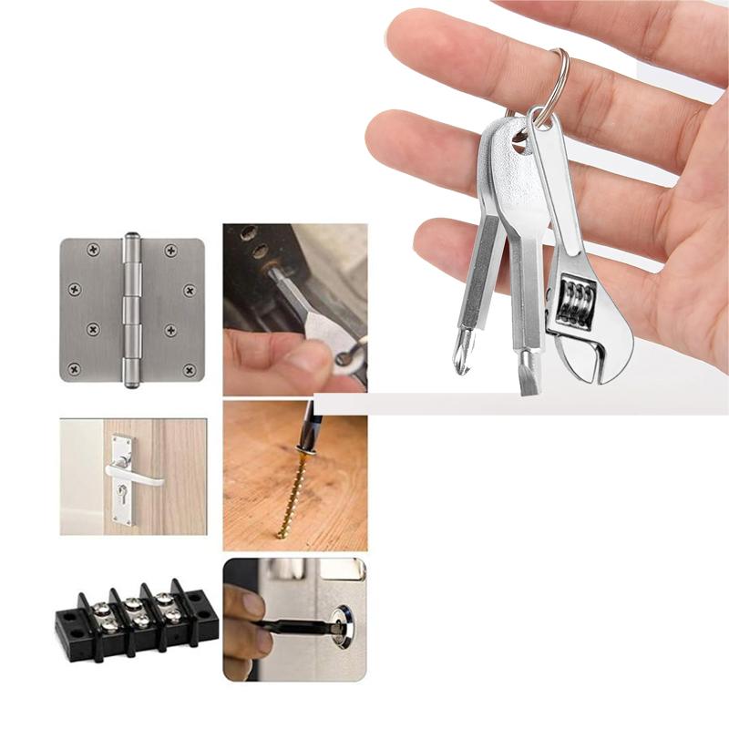 Mini Cross+Flat Screwdriver & Wrench Set - Portable Keychain Style, Bike Motorcycle Repair Tool