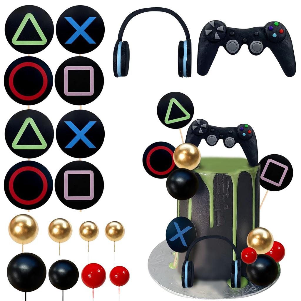 Темы видеоигр Торт Украшение для торта Гарнитура Шариковый контроллер Украшение торта на день рождения Украшение торта