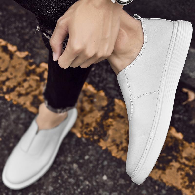 Fashion Thick Soled Comfort Leather Loafers Shoes Men 2025 Spring New White Designer Casual Luxury Shoe Men Fashion Business Board Shoes