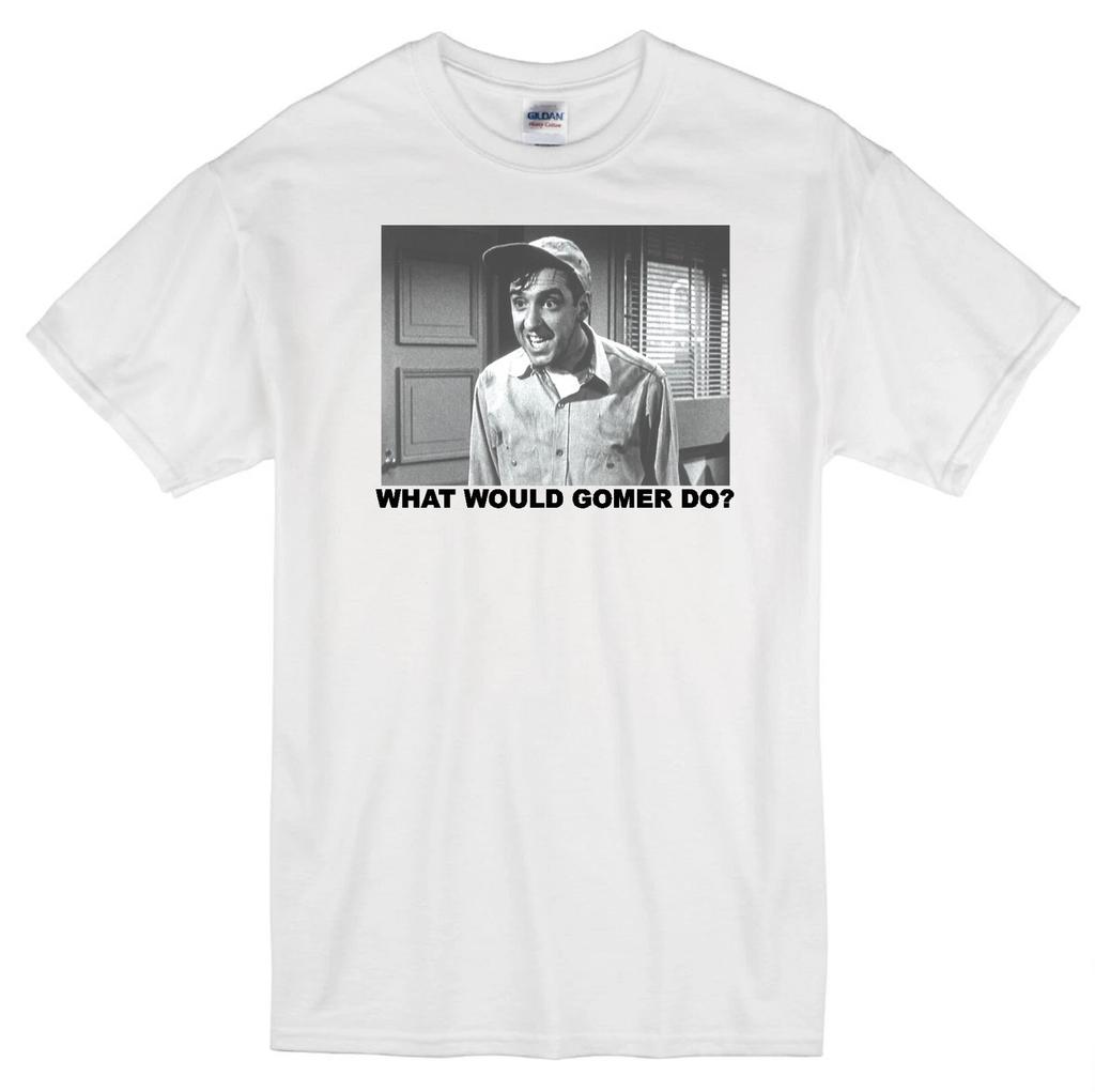 GOMER PYLE WWD? ANDY GRIFFITH SHOW MAYBERRY JIM NABORS CLASSIC TV WHITE T-shirt Tops Tees Unisex
