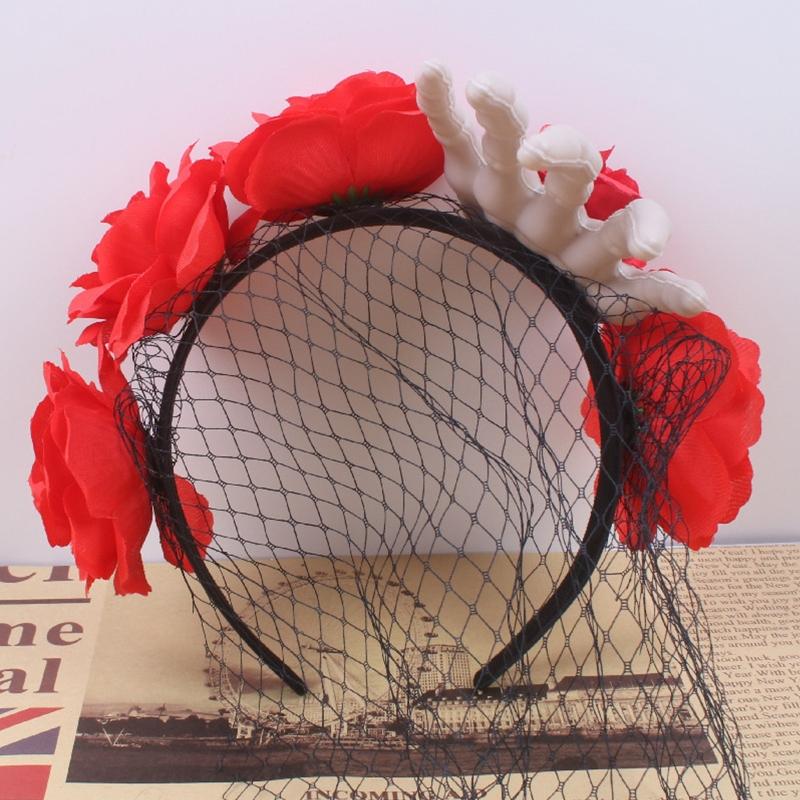 Взрослые Дети Гот Скелет Роза Форма Повязка на Голову Сочетание Цветов Обруч для Волос Прямой Эфир Рождественская Вечеринка Головной Убор