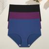 3Pcs Plus Size Ice Silk Underwear Women's Seamless Panties Sexy High Rise Traceless Invisible Briefs Breathable Lingerie