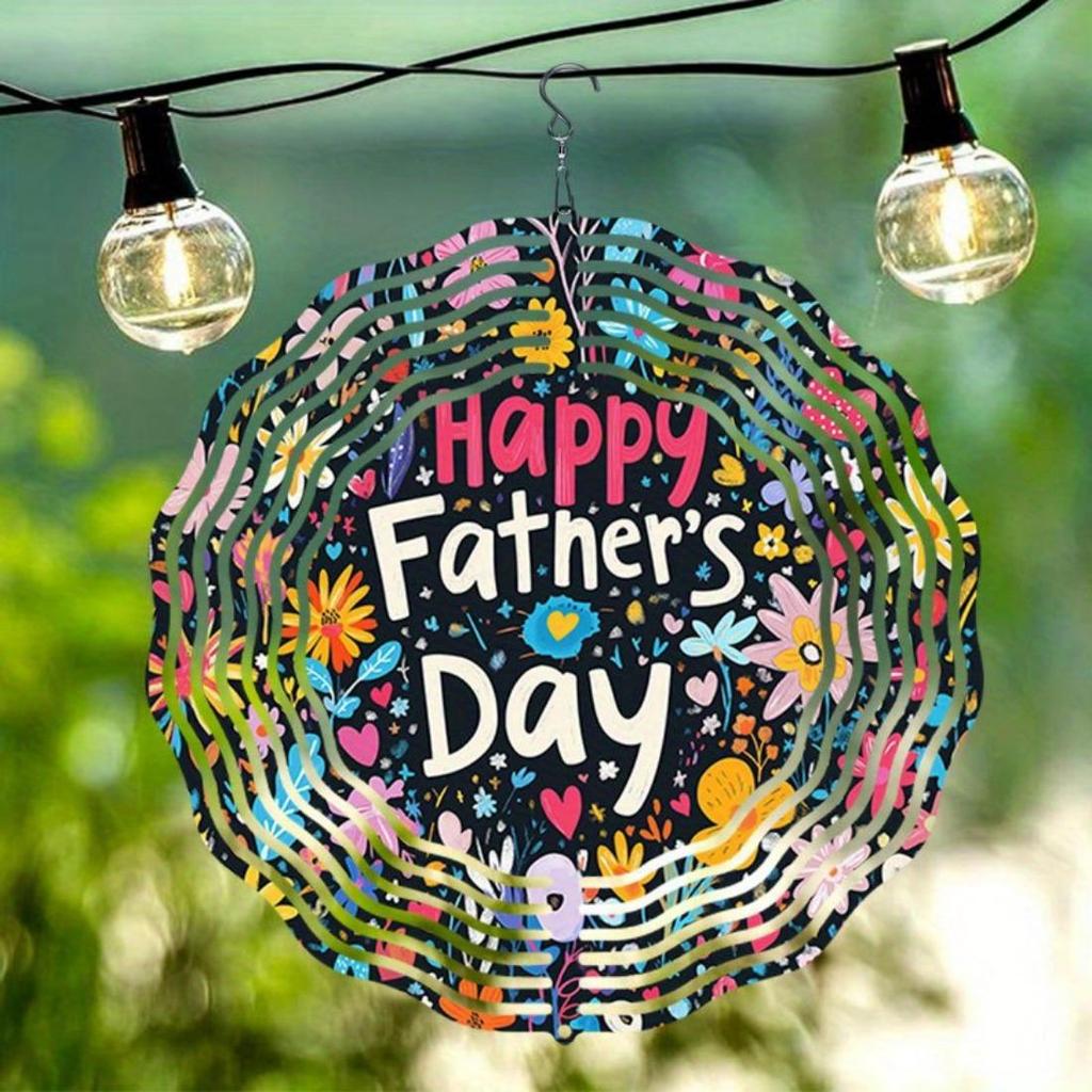 1 шт. Подвеска-колокольчик «Мандала» с дизайном «С Днем отца» – Яркий цветочный узор, Металлическая конструкция