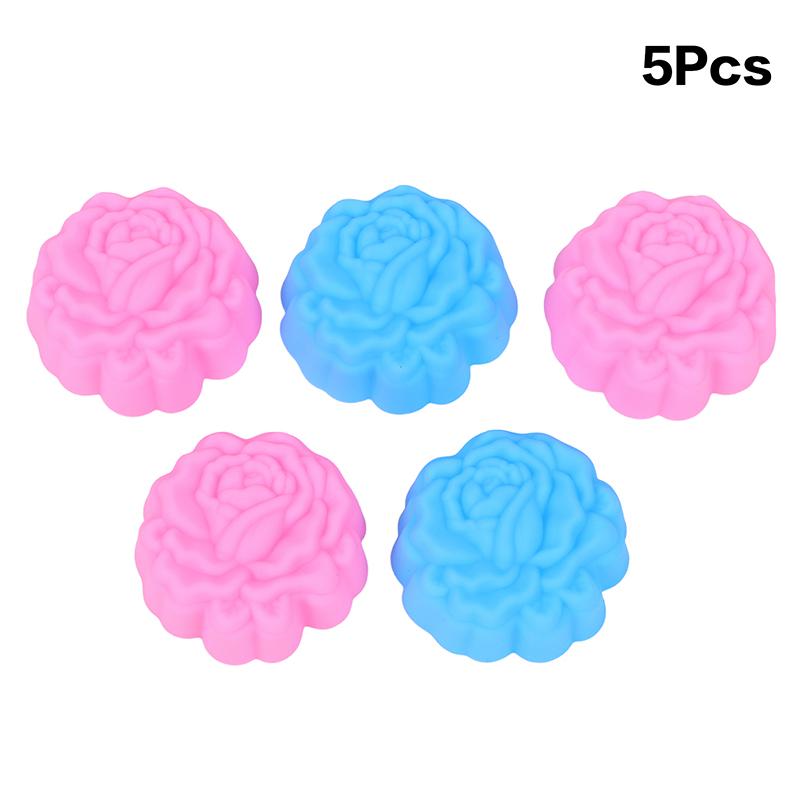 5pcs 5cm Various Flower Designs Silicone Muffin Cake Mold Baking Cups Chocolate Pudding Ice Mould Cupcake Tools DIY Kitchenware