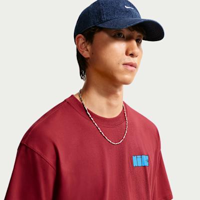 Nike Sportswear T Shirts Men's Team Dark Red Crew Neck Moderate