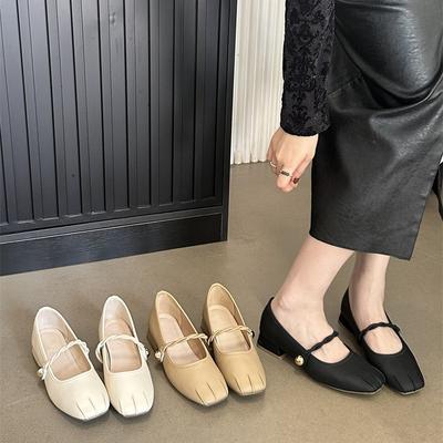 Туфли Мэри Джейн на толстом каблуке, женские туфли с открытым верхом из мягкой кожи, удобные и нежные, на низком каблуке, одинарные туфли