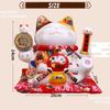 10.2 Inch Large Lucky Cat Maneki Neko Ceramic Beckoning Cat with Movable Arm Porcelain Figurine Decorative Statue