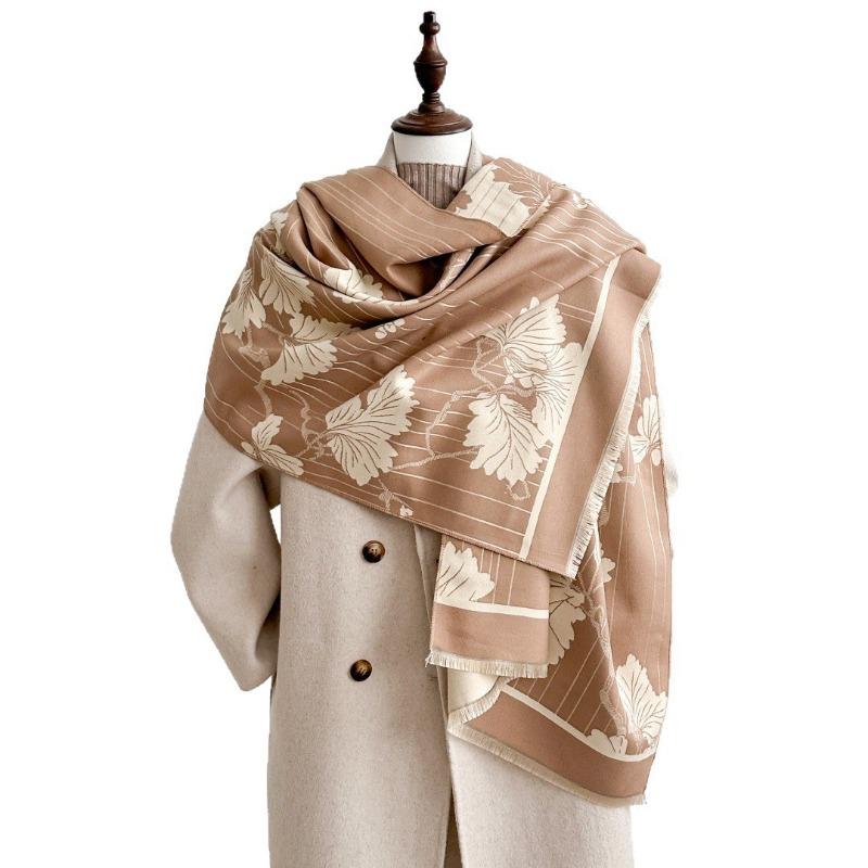 Autumn and Winter Warm Scarf Imitation Cashmere Double-sided Elegant Temperament Versatile Scarf Long Retro Women's Shawl