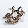 12 см Прозрачный каблук 2026 Новые босоножки на высоком каблуке Кристалл, Популярные сексуальные босоножки Перекрестный ремешок Леопардовый принт 5 цветов LFD-69192-2