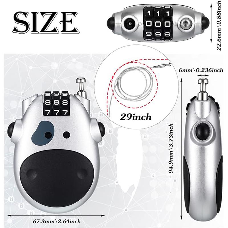 Кабельный кодовый замок Регулируемые кабельные кодовые замки 3-значный кодовый замок Защитный кабельный комбинированный стальной кабельный замок