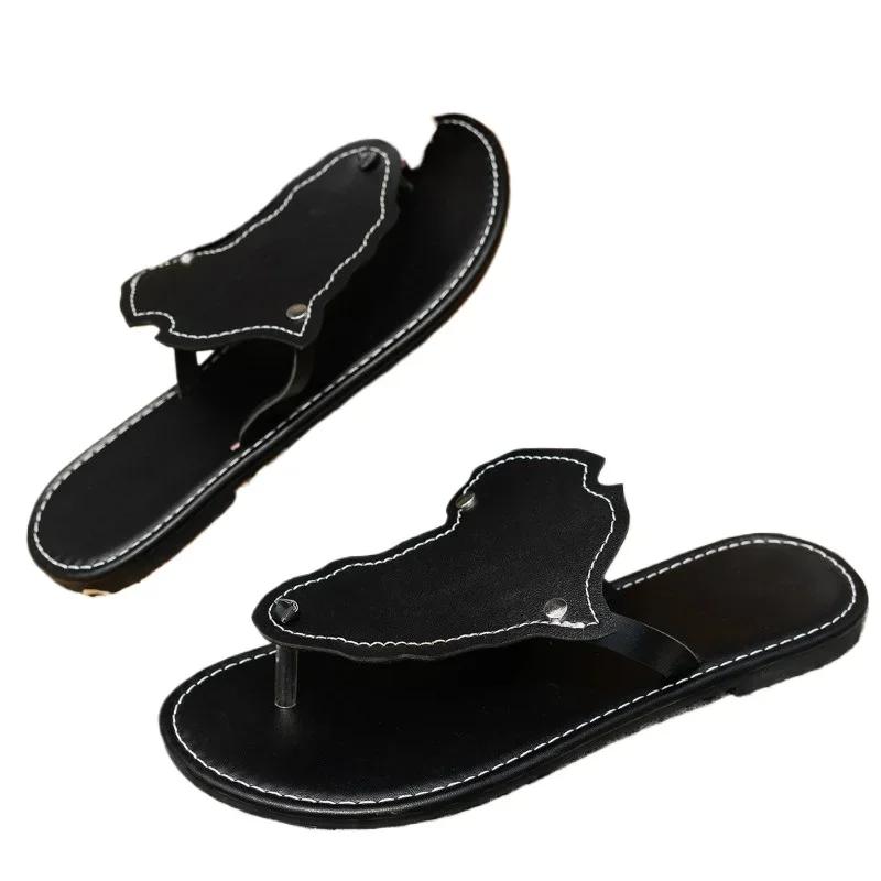 2024 Новая летняя женская обувь Высококачественные модные женские тапочки Однотонные шлепанцы с мыском большого размера Женская пляжная обувь