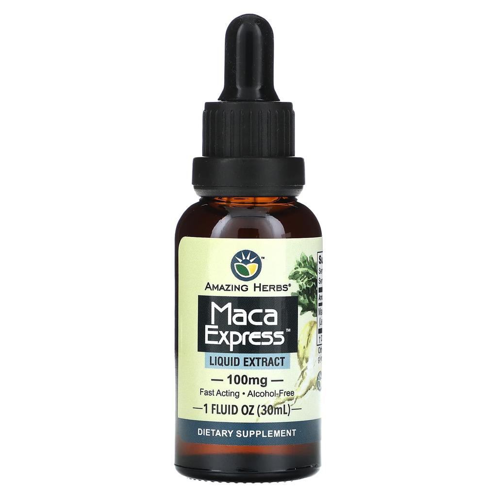 Amazing Herbs Maca Express Liquid Extract, 100 Mg, 1 Fl Oz (30 Ml)