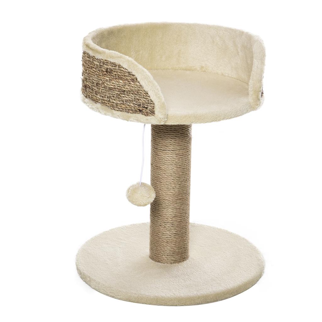 Cat Tree Cat Bed Cat Basket, incl. Play Ball, 40 cm x 40 cm x 49cm, Natural + Cream White