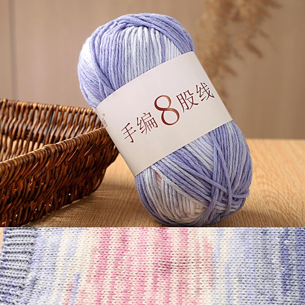 8 Strands Hand Knitting Yarn DIY Multi-Color 8-Ply Crochet Yarn Rainbow Segment Coarse Yarn Hand-Dyed Yarn Crochet Projects