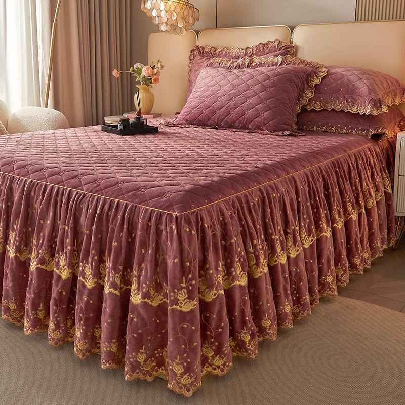 Комплект из 3 предметов современного роскошного макраме-подзора, однотонный всесезонный универсальный нескользящий комплект постельного белья (Подзор для кровати *1+ Наволочка*2, без сердцевины)