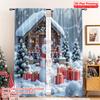 2 шт. 2D плоская печать Рождественская занавеска Рождественский снеговик Лес Подарки Полиэстер Без электричества 0 для спальни гостиной
