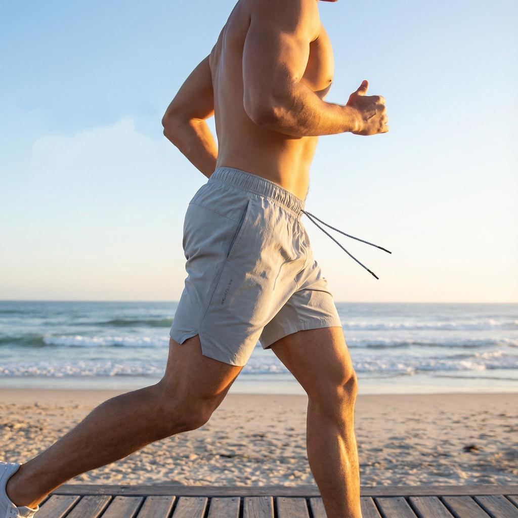 Summer Men's Beach Pants, Volleyball Men's Quarter Shorts, Breathable Lotus Leaf Style Waterproof Sports Casual Pants