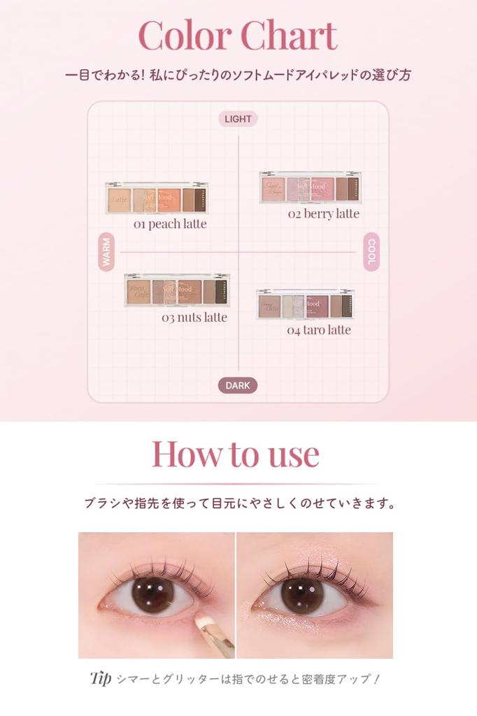 FORENCOS Палетка теней для век Soft Mood Eye с 6 цветами Орех [Официальная Япония] Палетка, Блестки, (03 Латте)