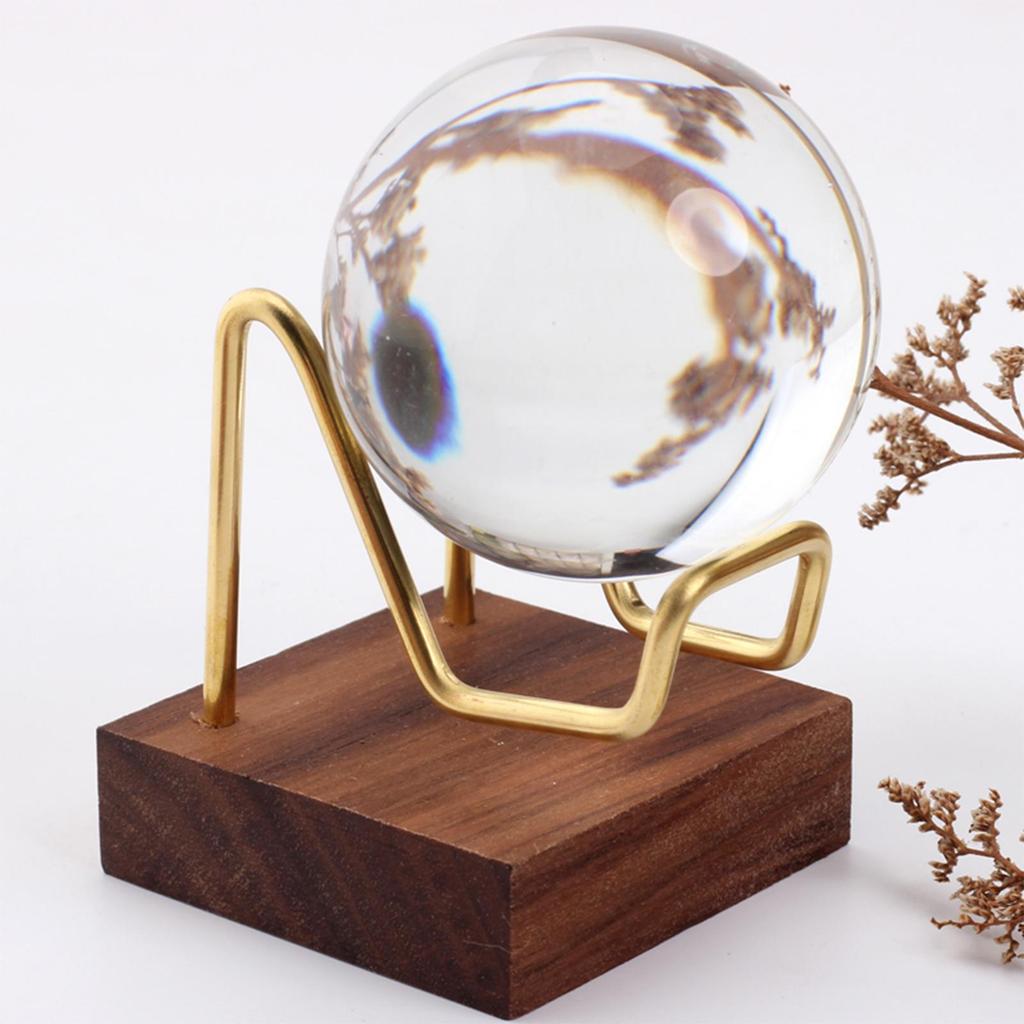 Brass Arm Wood Display Stand Holder for Specimens Agate Home Decoration
