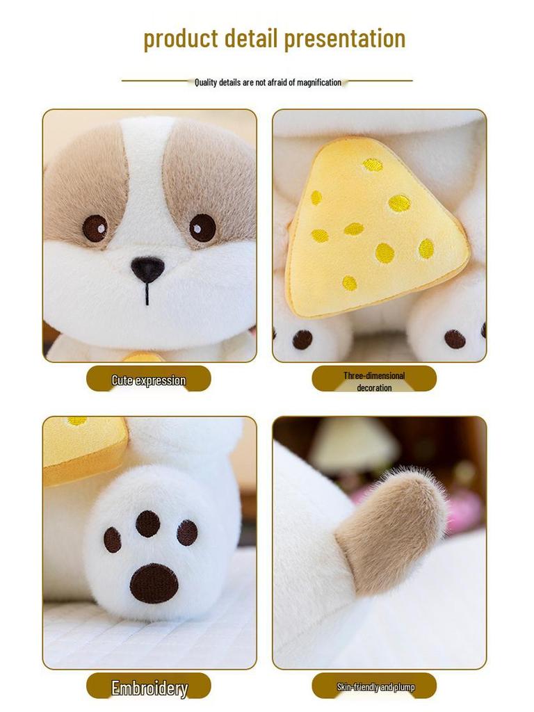 Большая креативная плюшевая игрушка «Собака-сыр» - Мультяшная подушка-собака, новогодний подарок для девочек