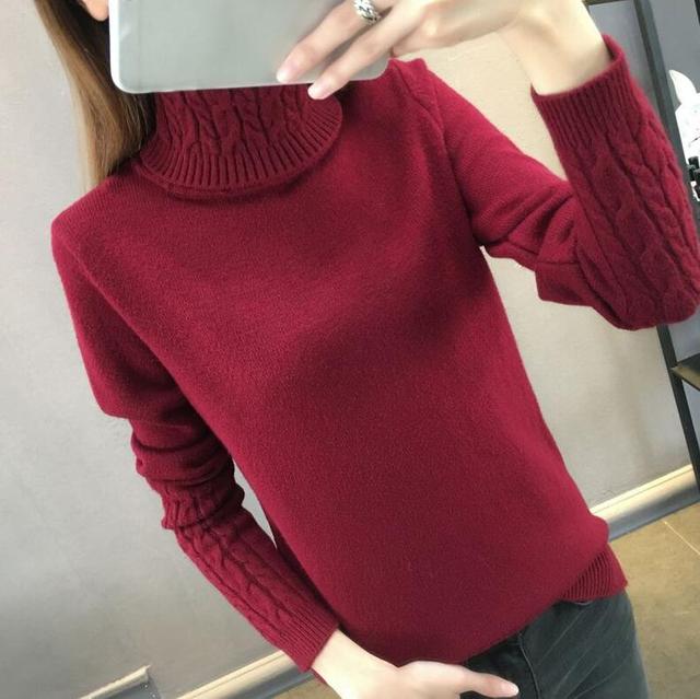 Knitted Sweater Women Autumn Winter Korean Turtleneck Long Sleeve Pullover Female Pink Knitwear