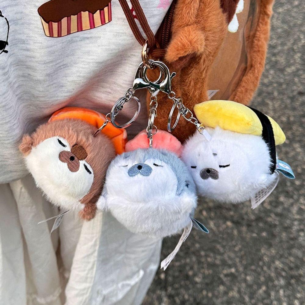 Stuffed Animal Seal Plush Keychain Simulation Sushi Seal Pendant Sea Otter Doll  Birthday Gift