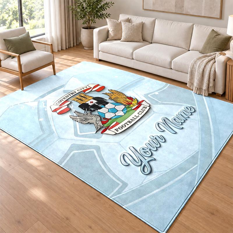 Coventry City F.C. Custom Name Personalized Rug Non‑Slip Doormat Floor Carpet Housewarming Birthday Gift for Family Friends