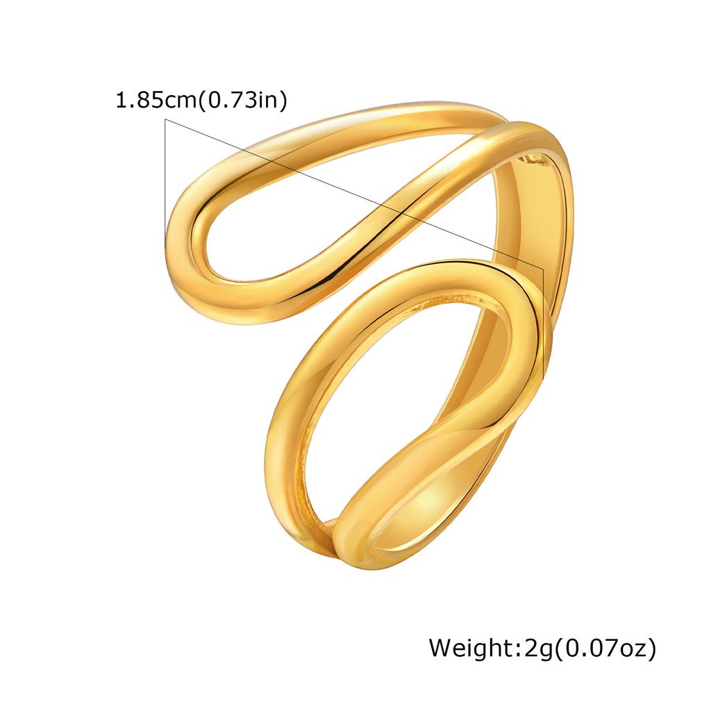 Vnox Stainless Steel Rings For Women Girls,Irregular Line Sense Smooth Open Rings,Simple Atmospheric Finger Jewelry Daily