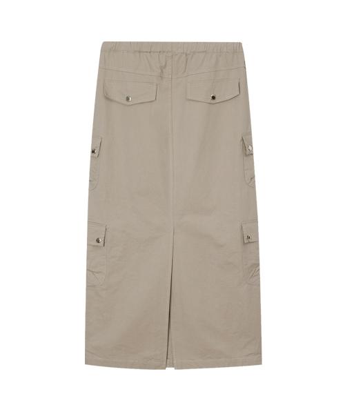 Длинная юбка-карго CRANK Washed_Бежевая